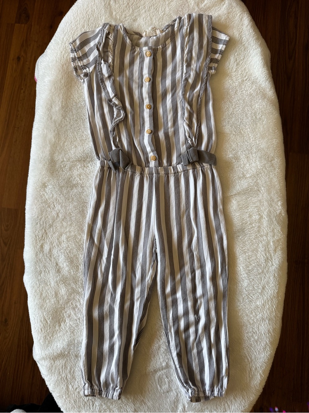 Jessica Simpson Striped Jumpsuit in White and Gray